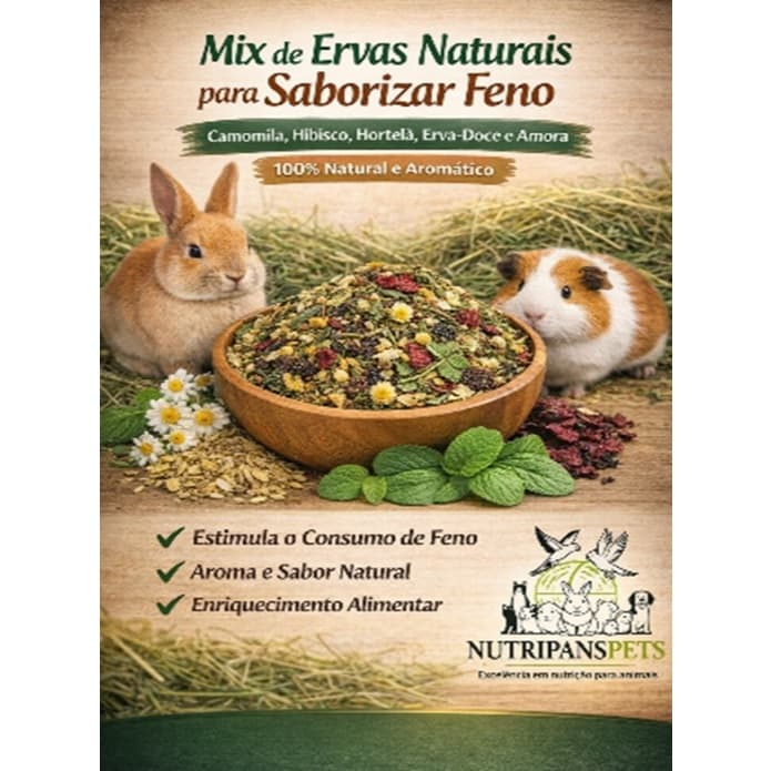 Mix de Ervas e Flores Para roedores e Lagomorfos - NUTRIPANSPETS
