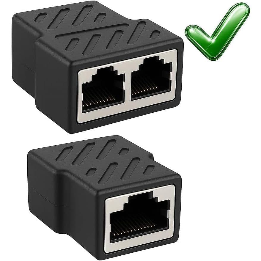 Emenda Adaptador RJ45 Fêmea 1 Entrada 8 Vias 2 Saídas - Adaptador para Cabo de Rede Internet