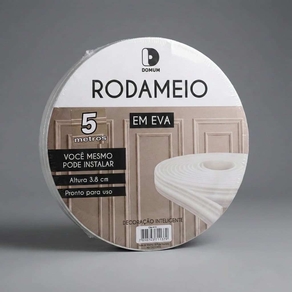 RODAMEIO EM EVA BRANCO AUTOADESIVO 3,8CM X 5M X 10MM FLEXÍVEL PARA PAREDE DECORATIVO PREMIUM AUTOCO