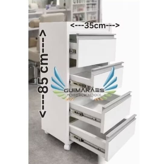 CARRINHO AUXILIAR, JA EVIAMOS MONTADO, GAVETEIRO, 100% MDF , PUXADOR CINZA
