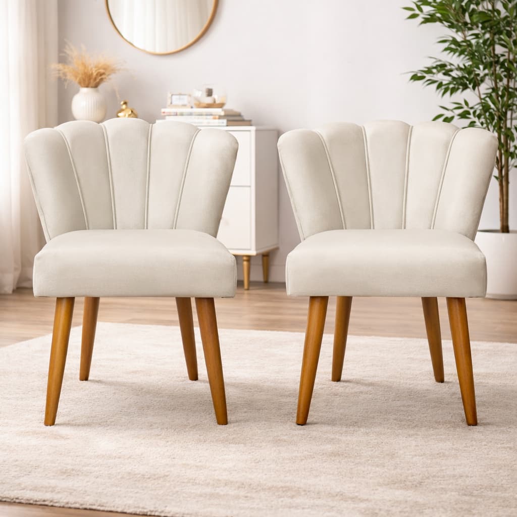 Kit 02 Cadeira Poltrona Decorativa Pétalas De Flor Sala De Estar Recepção Decoração Veludo Pés Palito