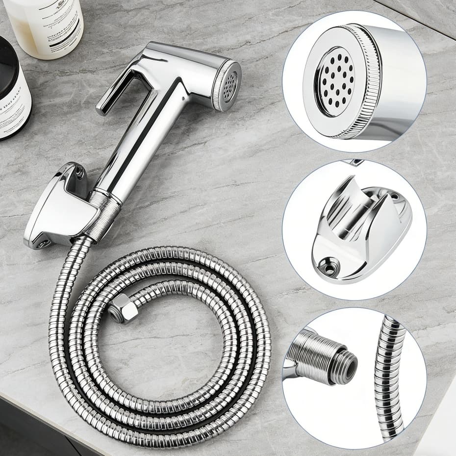 Ducha Higiênica Para Banheiro Completa Luxo  Inox núcleo da válvula de cobre 1,2m Chuveirinho Privada