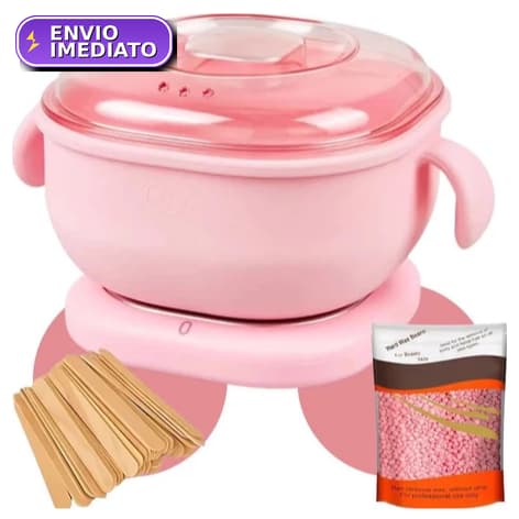 Kit Depilação Profissional Panela Elétrica + Cera + Espátulas Completo