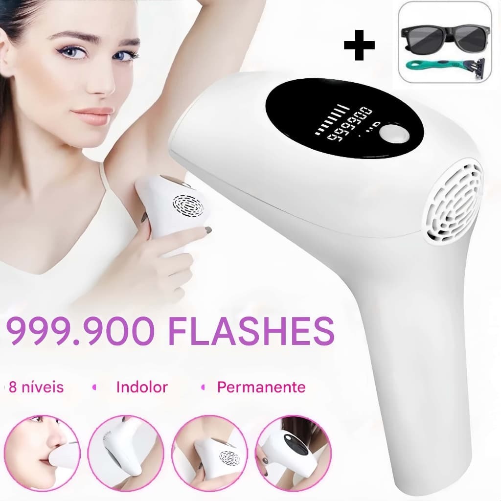 900 Mil Pulsos Depilador A Laser 8 Níveis Portátil Indolor e Eficaz – Uso Doméstico