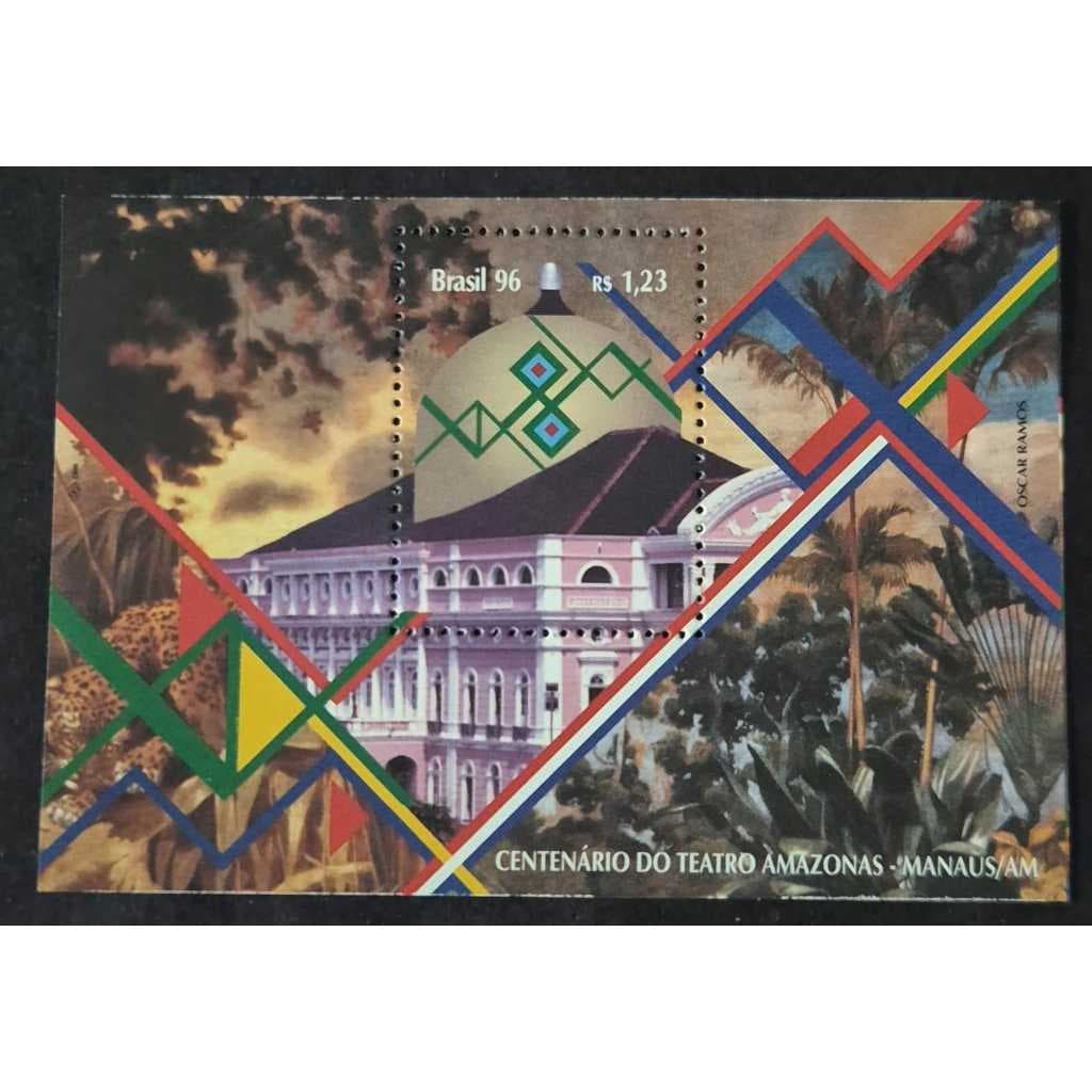 Bloco selo dos correios. B-103 - Bloco Centenário Teatro Amazonas. Filatelia