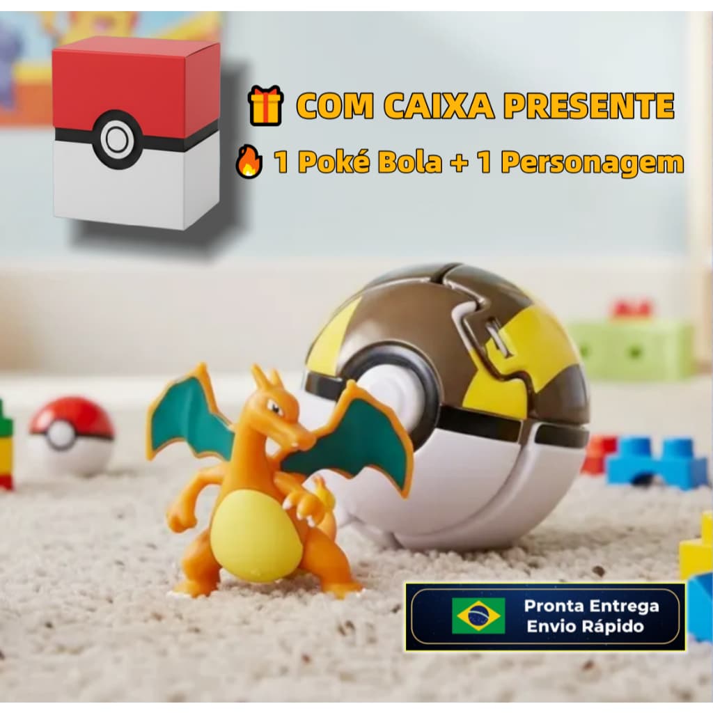 Charizard Pokebola 7cm Articulado | Pronta Entrega