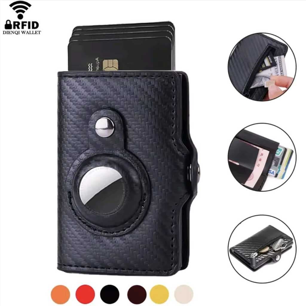 Porta Cartão 3 em 1 Masculino RFID Anti-Roubo - Estampa Tipo Fibra de Carbono para Cartões, Moeda e CNH 8399