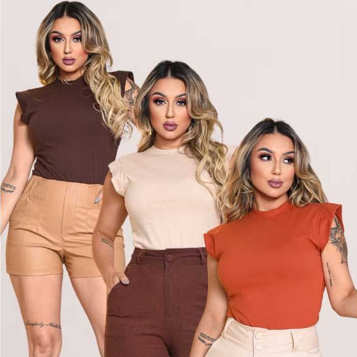 Kit 3 Blusas Femininas Estilosas Muscle tee Minimalista, Camiseta Muscle, T shirts feminina