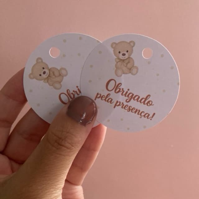 Tag para Lembrancinha Chá de Bebê Neutro / Chá Revelação – Ursinho, Obrigado pela Presença - chá de bebê decoração