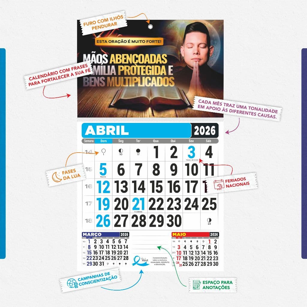 Calendário/Folhinha De Parede 2026 - Palavras de Fé Bispo Bruno