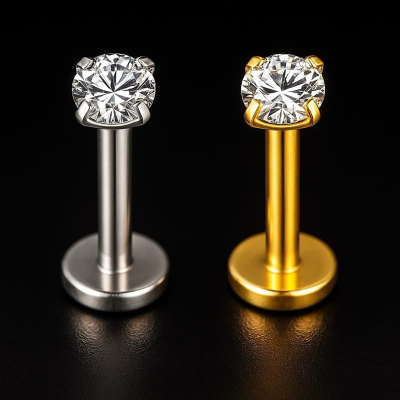 Piercing Ponto de Luz Labret Aço 3mm Rosca Interna Tragus Helix Cartilagem Orelha