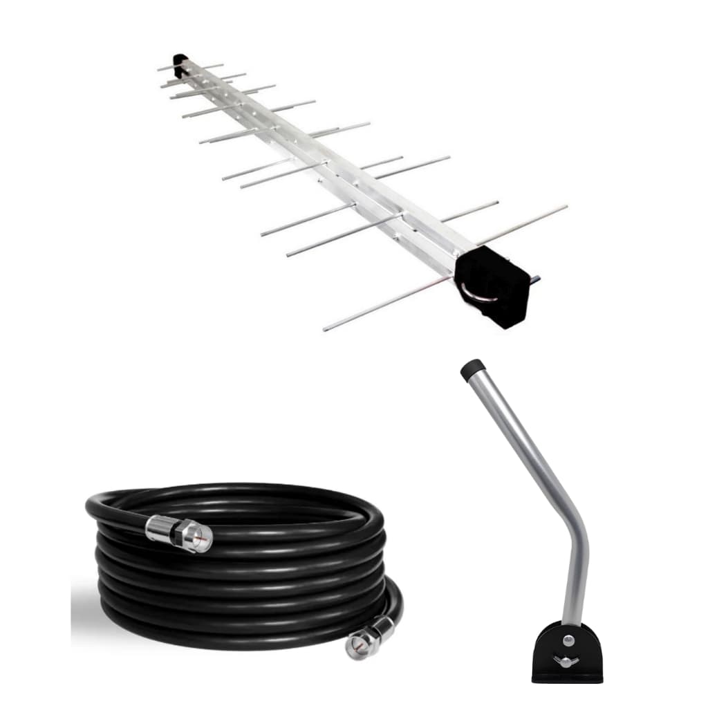 Antena Digital 4K Externa Log 28 + Cabo 20m + Mastro 45cm Capte