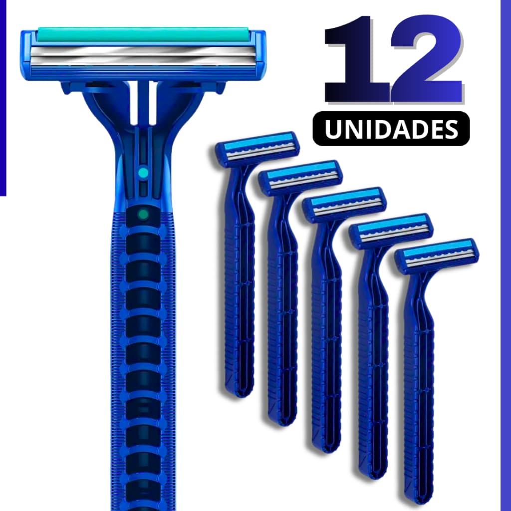 Kit 12 Aparelho de Barbear Prestobarba 2 Lâminas Com Fita Lubrificante Conforto Premium