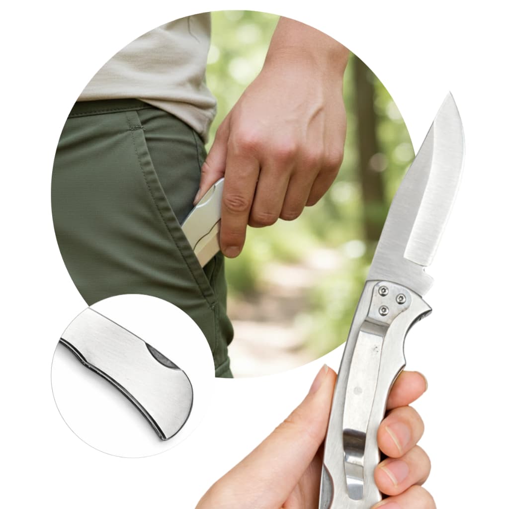 Canivete Estilo Zebu Inox Antiferrugem com Trava de Segurança e Clip de Bolso Para Pesca e Caça