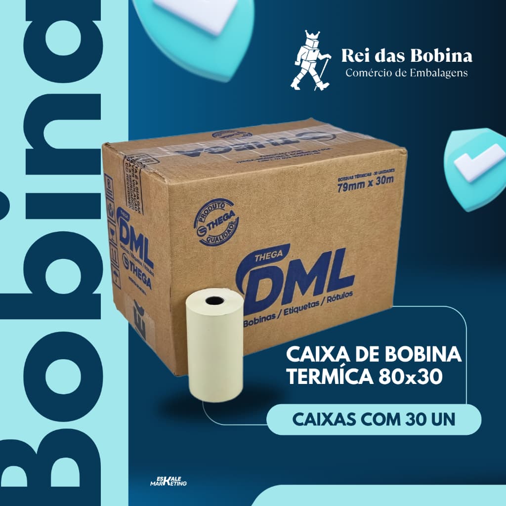 Bobina Térmica 80x30 PDV Cupom Fiscal Caixa com 30 unidades