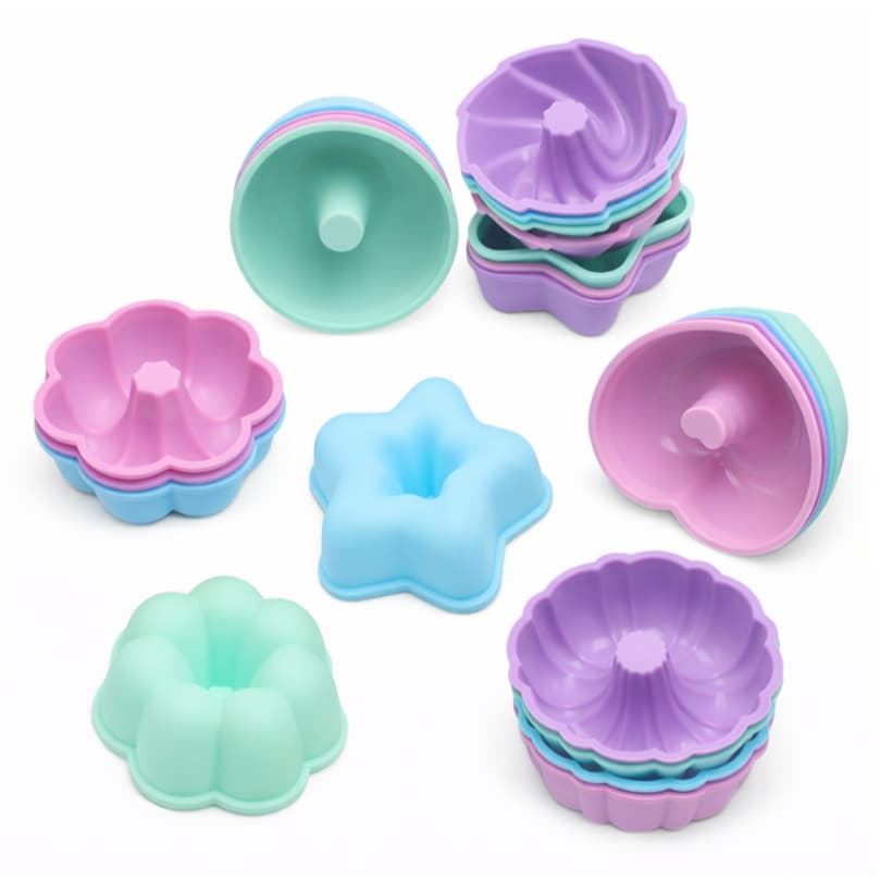 Formas de Silicone Coloridas Bolo Muffin Cupcake Pudim Donuts Kit 6 Unidades Forminhas Molde