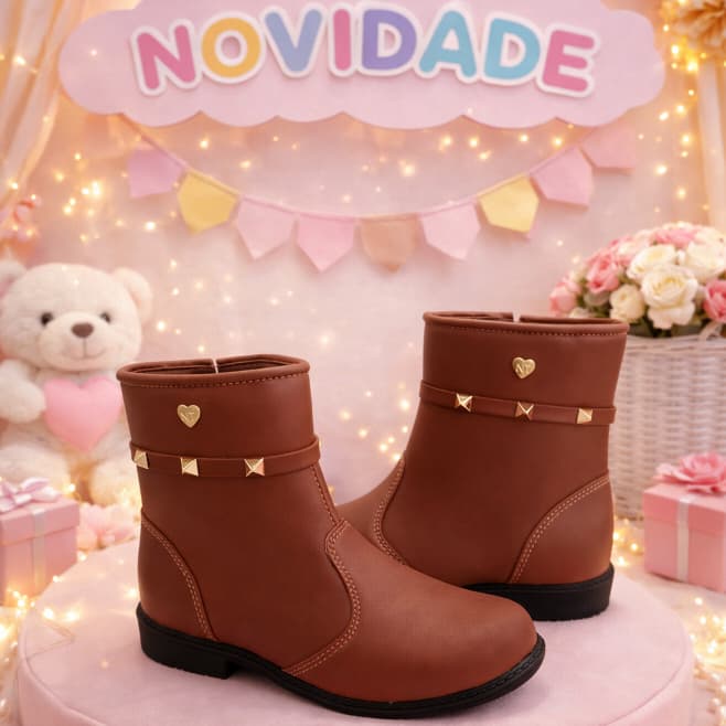 BOTA INFANTIL CANO BAIXO/MEDIO MENINA ESTILOSA ZIPER CONFORTAVEL MACIA LANÇAMENTO OUTONO INVERNO