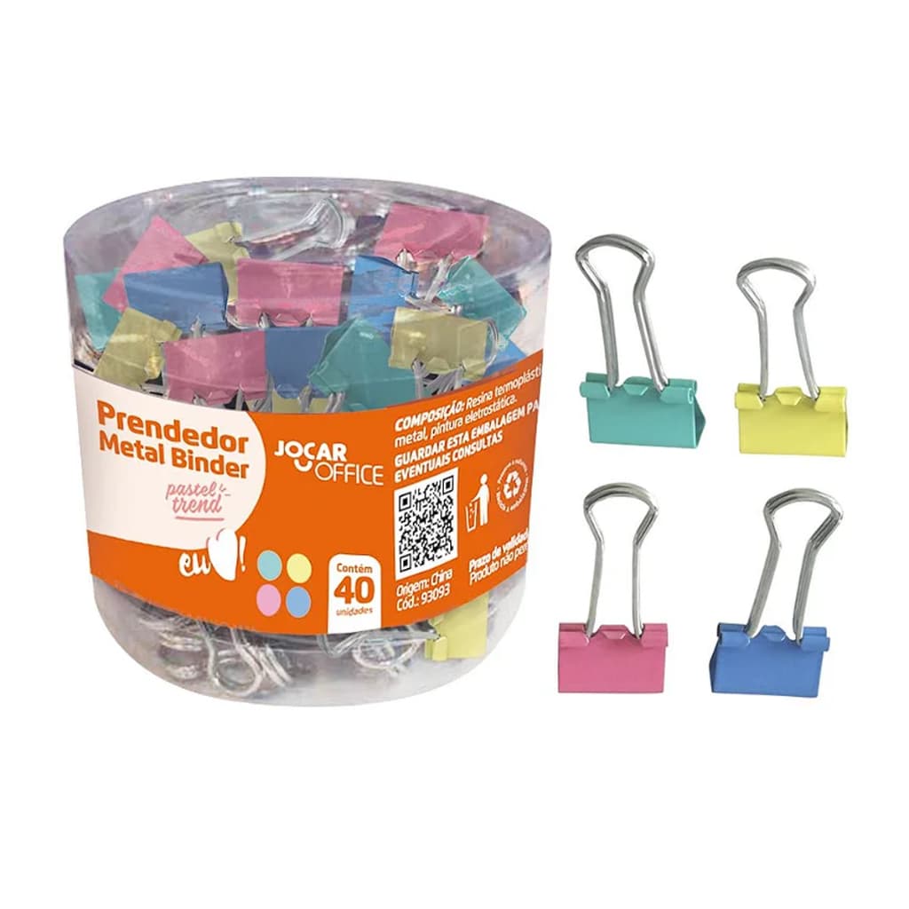 Kit De Clips Borboleta Binder Prendedor De  Papel 19mm Cores Sortidas   40 ou 20  Unidades  Colorido