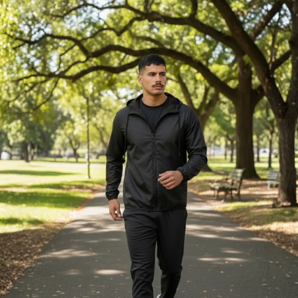 Jaqueta corta vento Masculino Leve Confortável Treino Caminhada Resistente água Academia Cordão
