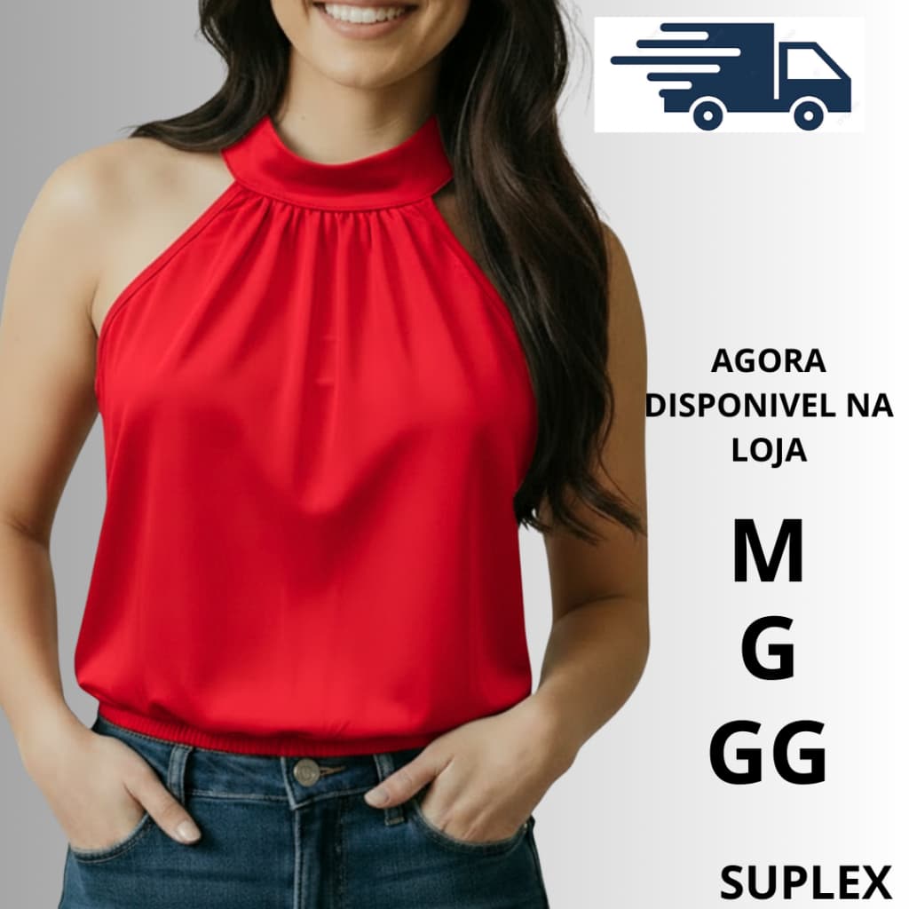 Blusa Feminina Regata Franzido Gola Alta Suplex