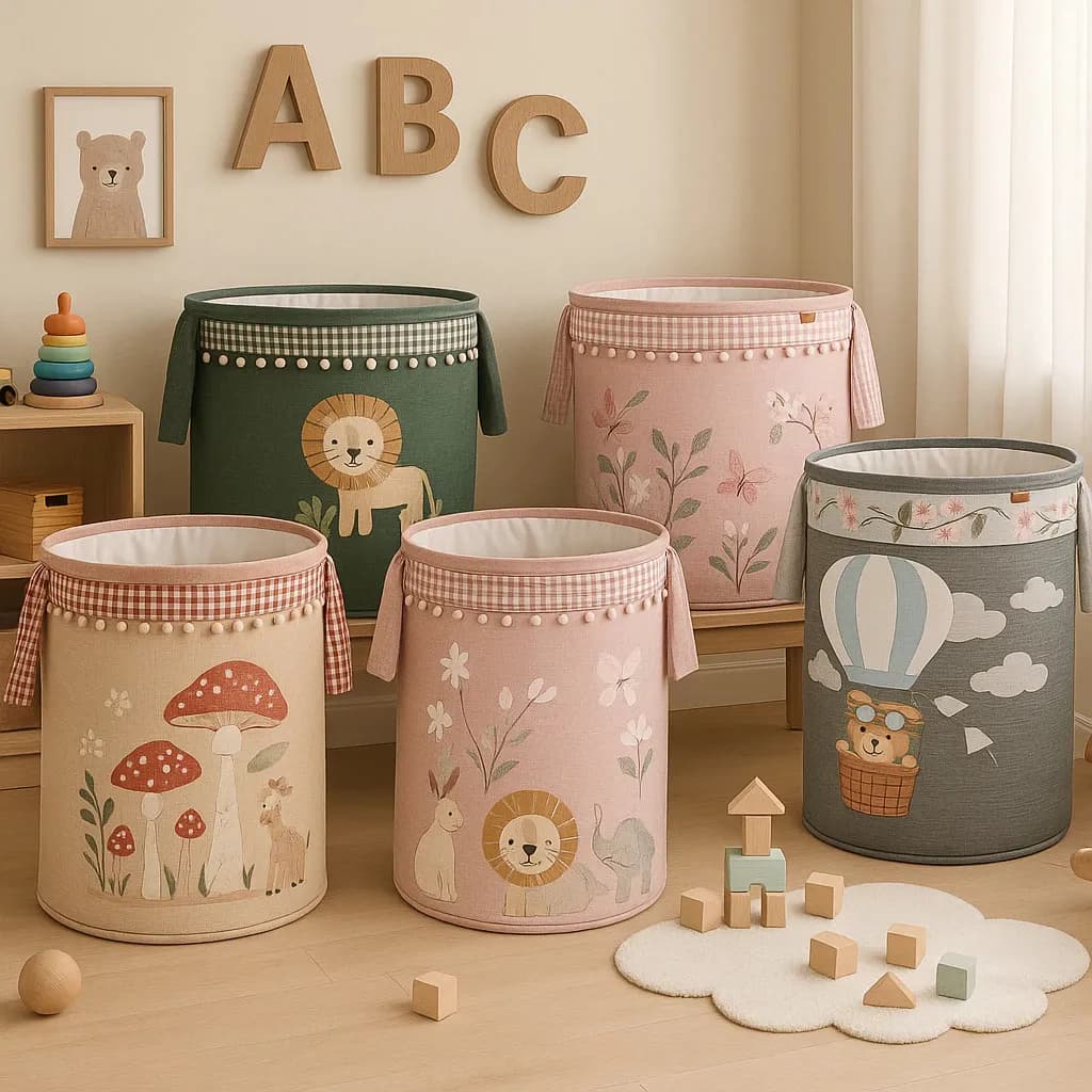 Cesto Organizador de Brinquedos Roupas Bordado Menino Menina Batistela Baby