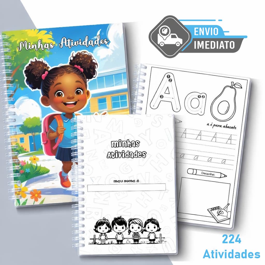 Apostila A4 Alfabetização 224 Atividades 94 Páginas Caligrafia Alfabeto Colorir Números - Escolha sua Capa