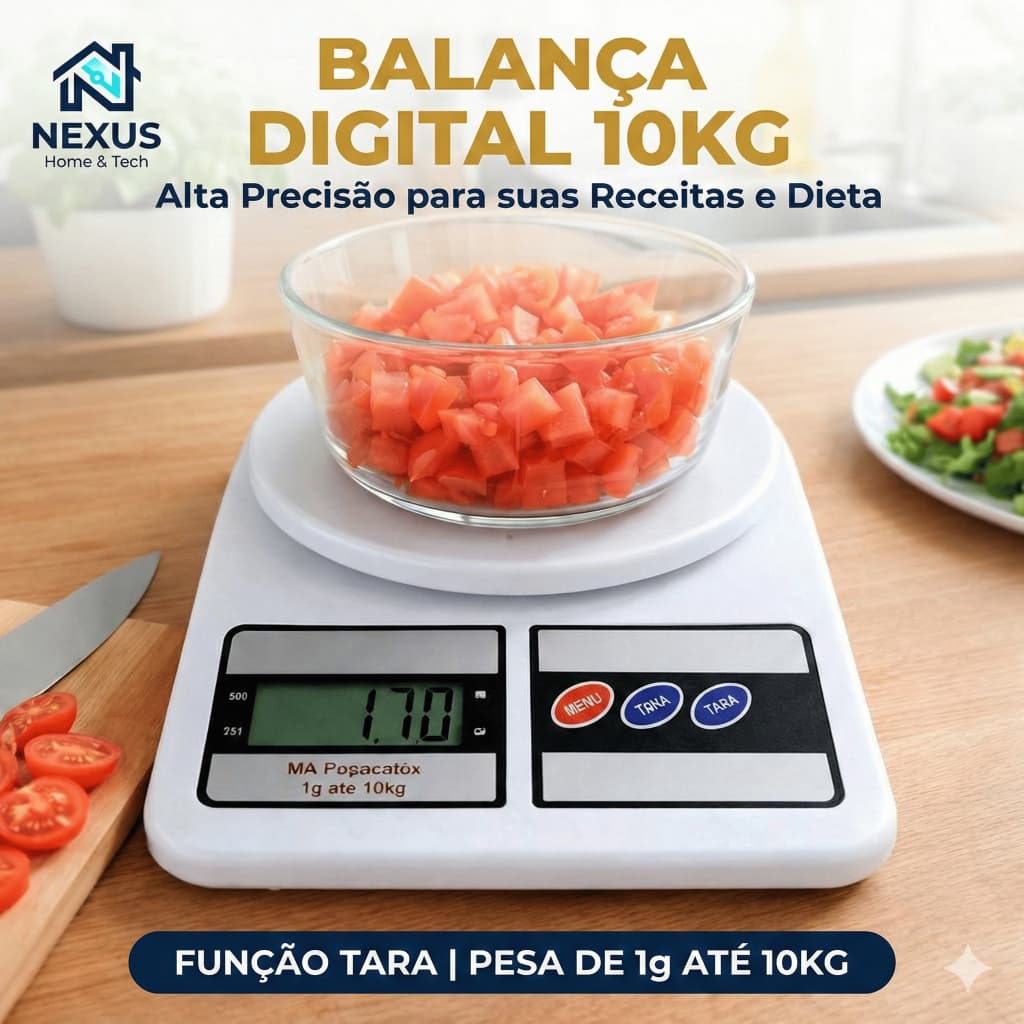 Balança Digital De Cozinha Alta Precisão 10kg Gramas Dieta Confeitaria Nutrição Branca