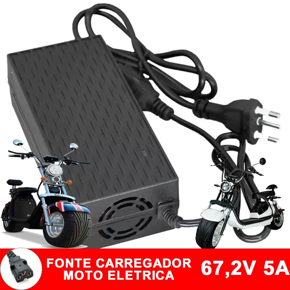 Carregador para Scooter Elétrica 67.2V 5A Bivolt - Citycoco, E-Moto LINHA PREMIUM! 2026