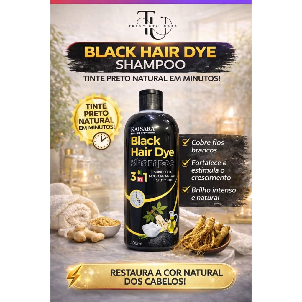 Shampoo Tonalizante Preto Grande 500 Ml Kaissara - Tintura - Preta Para Cabelos