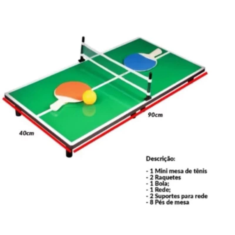 Mini Mesa de Ping Pong Mesa de Tenis 90X40 com Rede e Raquetes