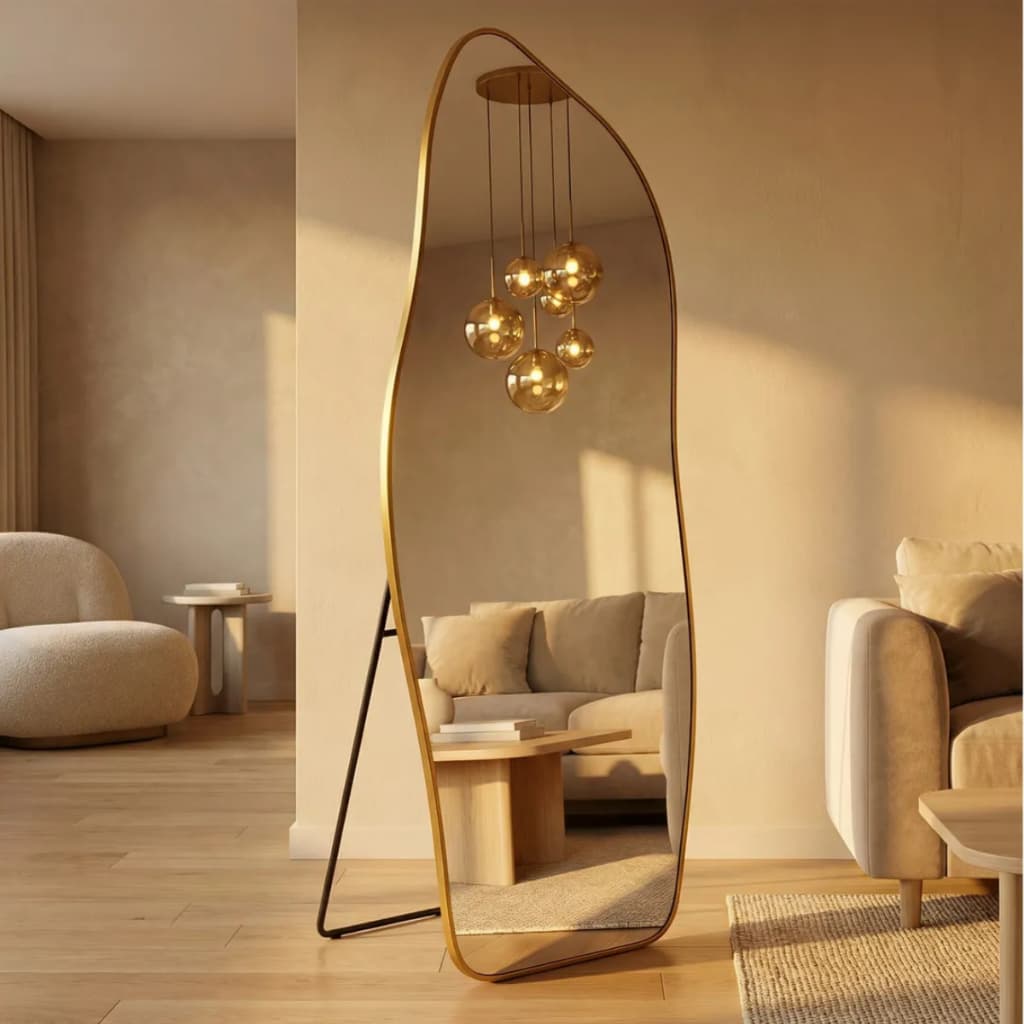 Espelho Orgânico Flame Lopazzi Corpo Inteiro com Suporte de Chão 170X70cm Pinterest Quarto Sala Loja