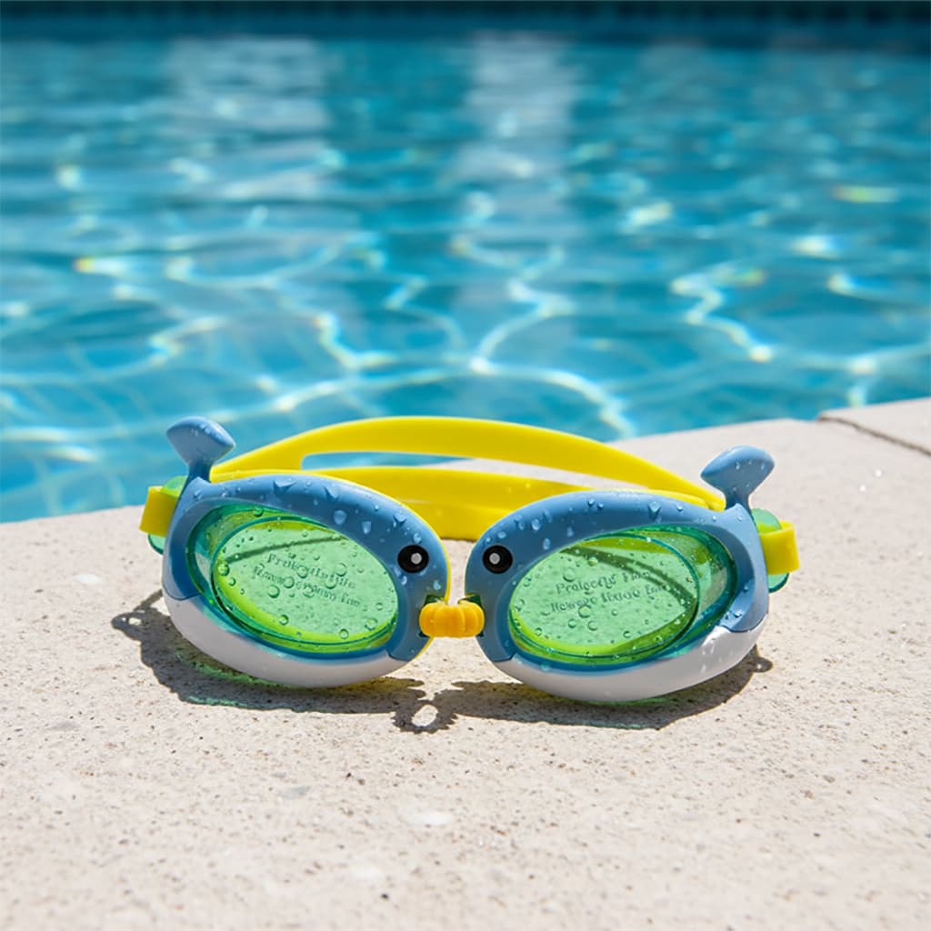 Óculos de Natação Infantil 3 a 12 Anos Menina Menino Antiembaçante UV Ajustável Desenhos Marinhos