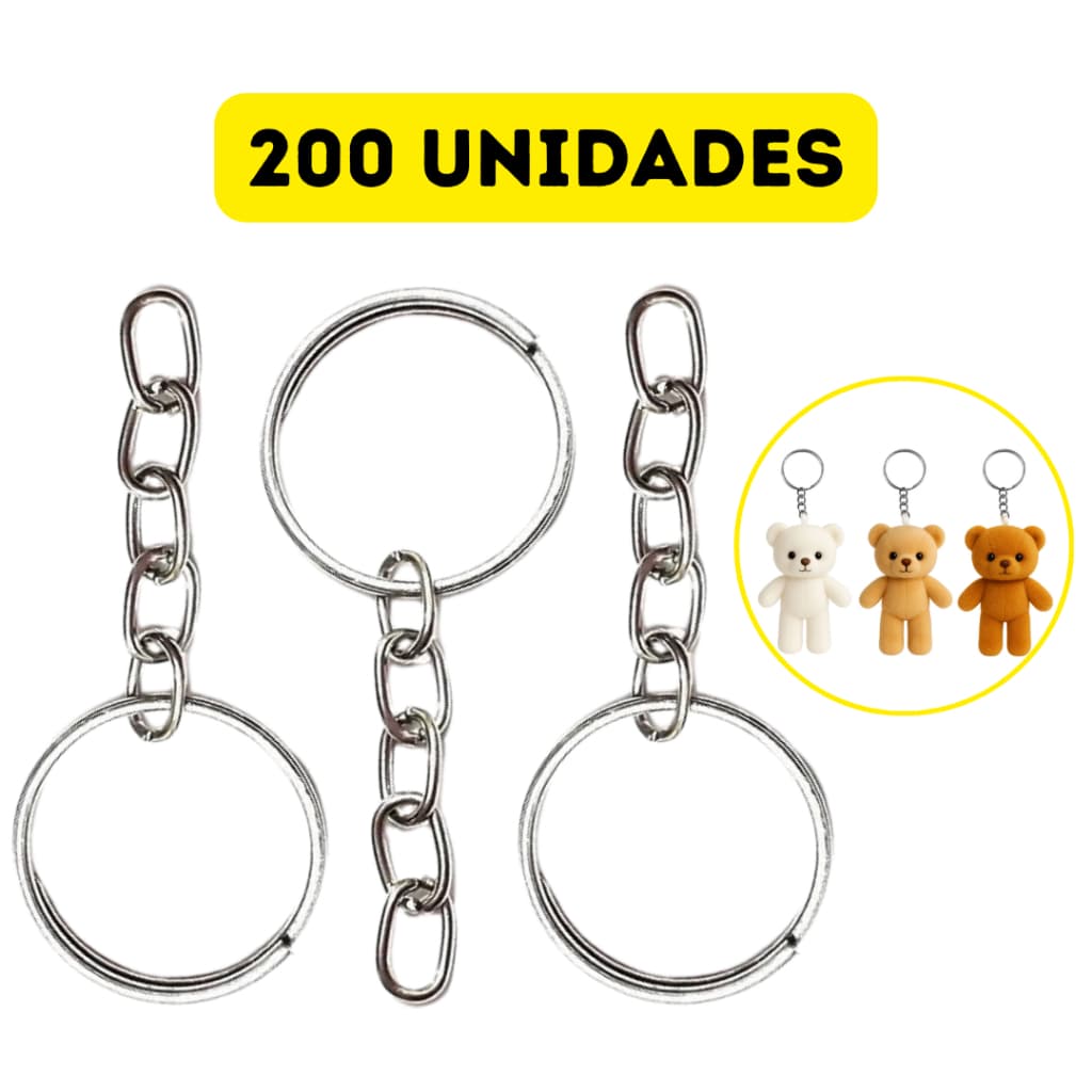 Argola Chaveiro Com Corrente 20mm  Para Artesanato Chaves Presentes