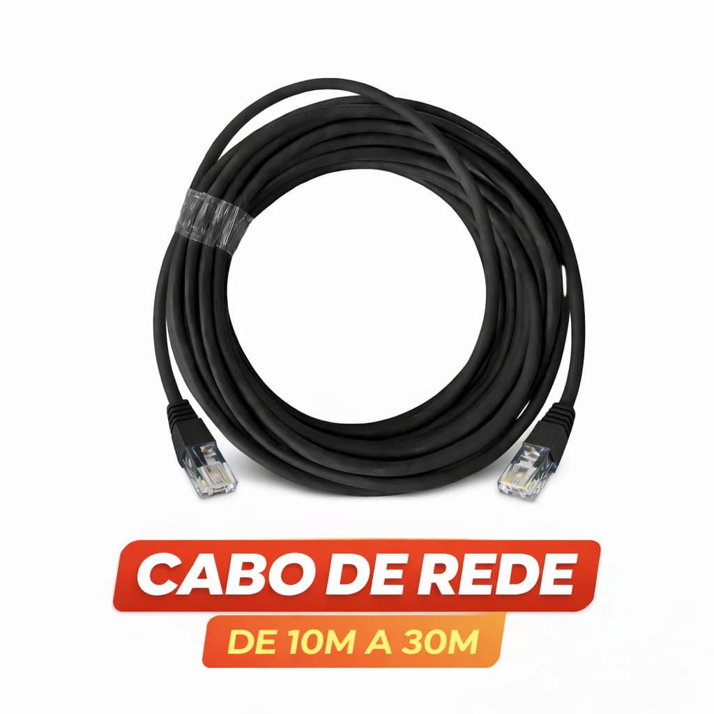 Cabo de Rede Preto Crimpado RJ45 10/15/20/25/30 Metros para Internet