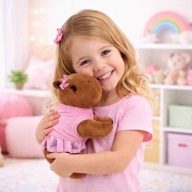 Capivara de Pelúcia 35cm com Roupa Filó Infantil Bicho Pelúcia Decorativo Super Macio para Presente