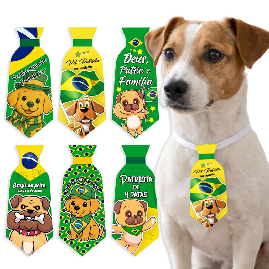 Gravatinhas Pet Patriota | Banho e Tosa Pet Shop | Para Cachorro 10, 30 ou 50 Unidades