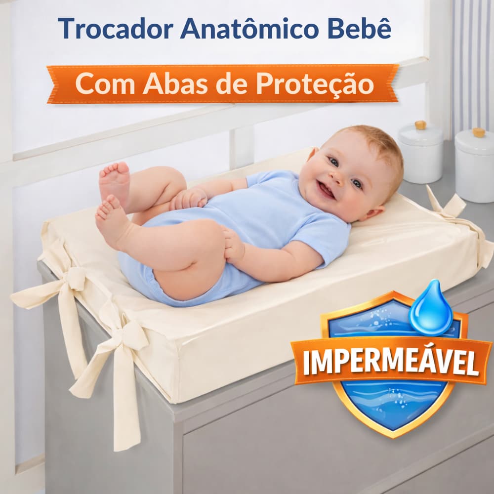 Trocador De Cômoda Impermeável Bebê Anatômico Com Abas Portátil 55x40
