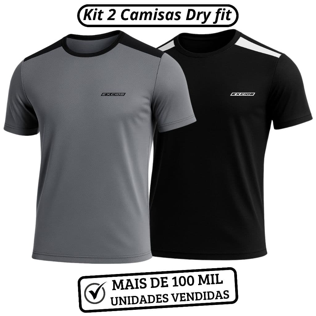 Kit 2 Camisas Dry Fit Academia Camiseta Musculação Treino