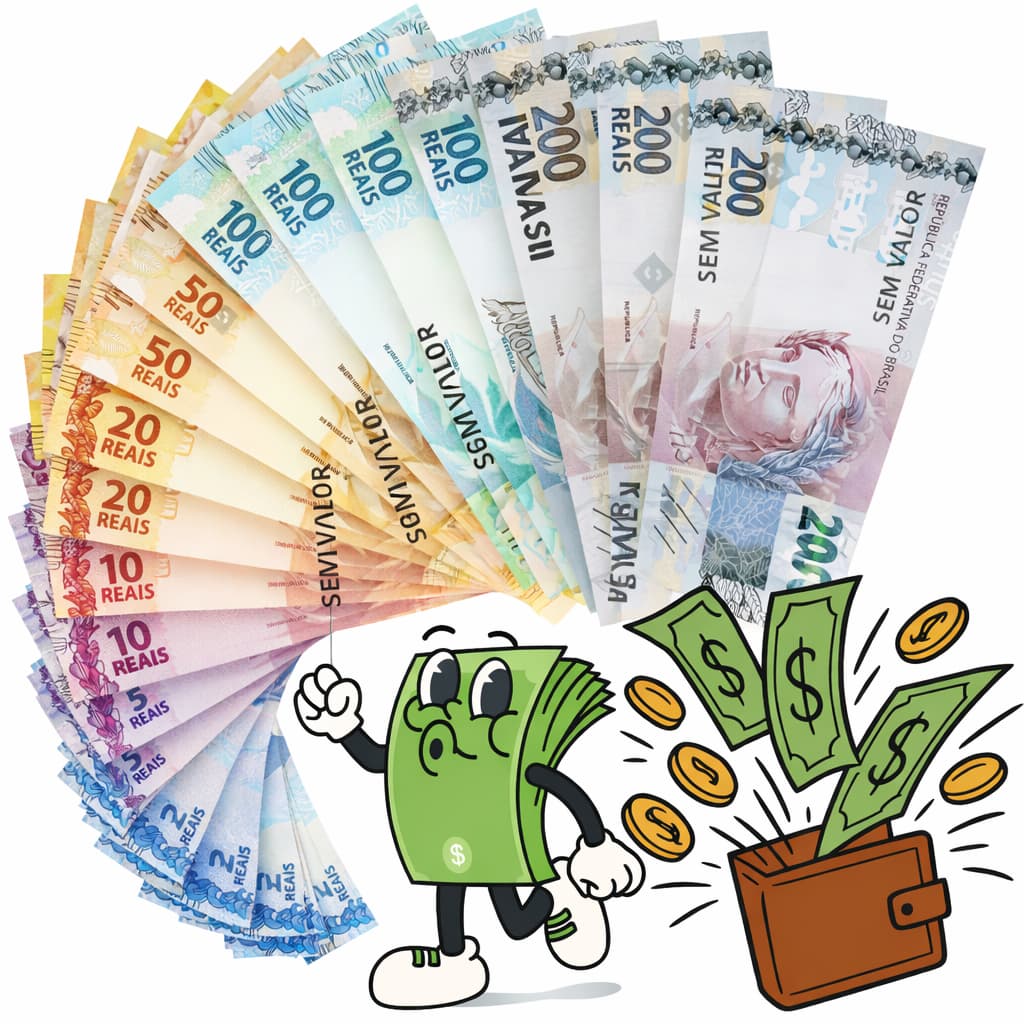 Kit Dinheirinho Infantil 500 Notas em Real de Brincadeira Jogos de Tabuleiro Educação Financeira