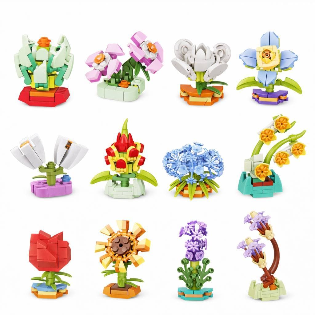 Blocos de Montar Flor Decorativa Infantil 6+ Mini Flower Kit Construção Criativo Presente