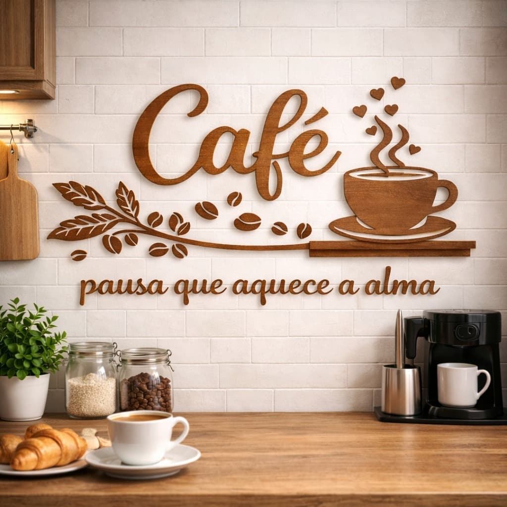 Decoração Cantinho Do Café Mdf Escrita Cozinha
