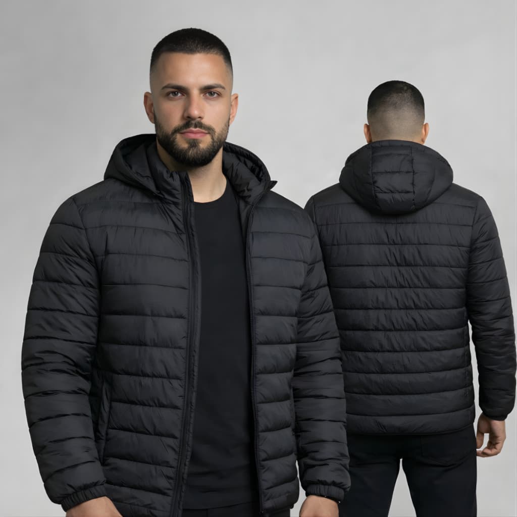 Jaqueta Bobojaco Puffer Impermeável com Capuz Removível e Bolsos Internos para Frio Inverno