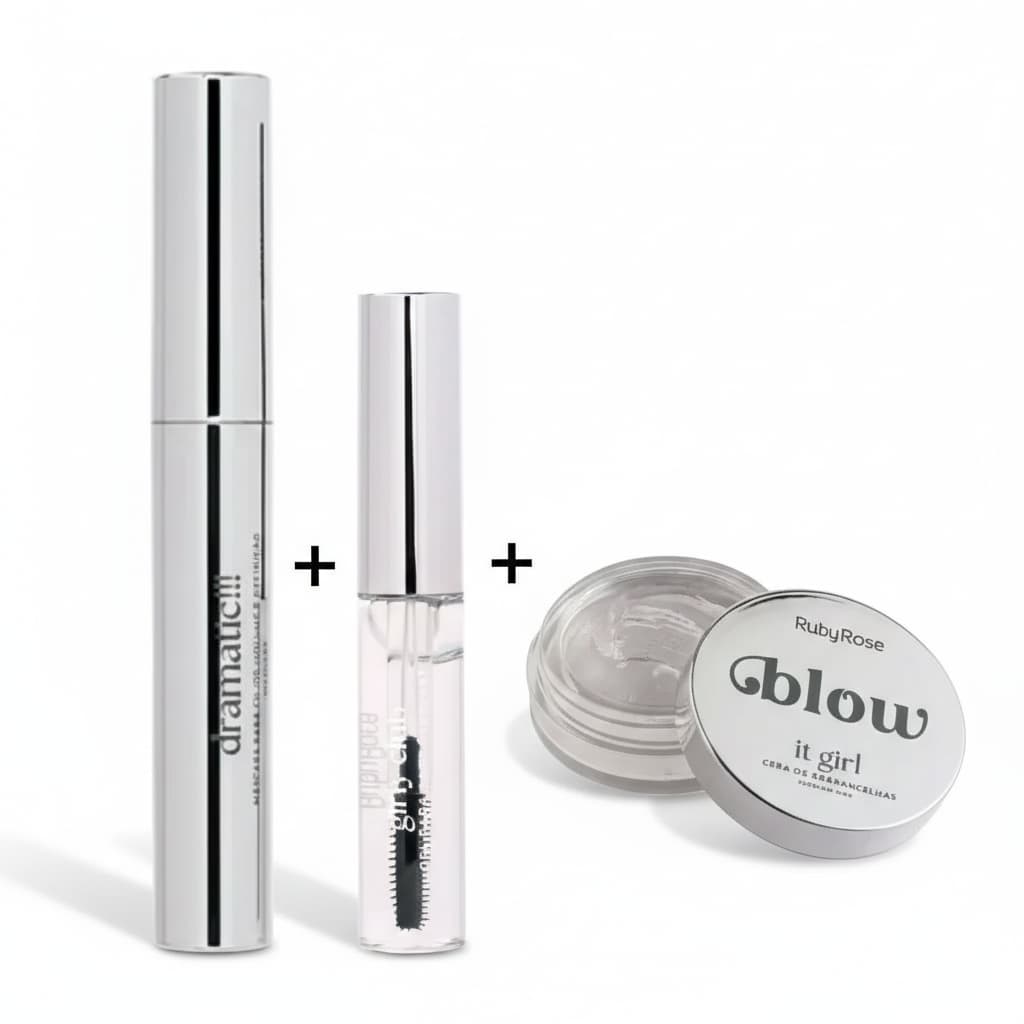 Kit Ruby Rose Blow 3 Itens Máscara de Cílios, Gel Para Sobrancelha e Cera Modeladora de Sobrancelhas
