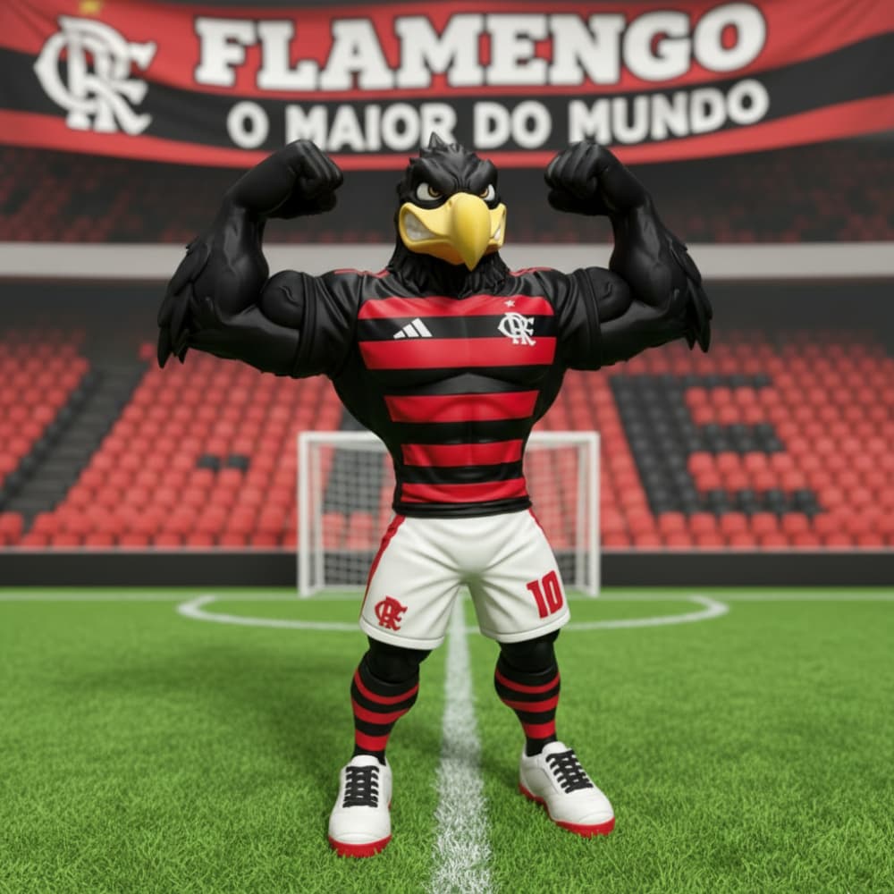 Estátua Colecionável Mascote do Flamengo 25Cm – Peça Premium para Colecionadores Rubro-Negros