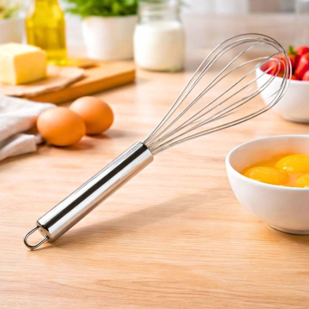 Batedor de Ovos Fouet Inox 28,5cm Profissional Manual Utensílio Cozinha Resistente Não Enferruja