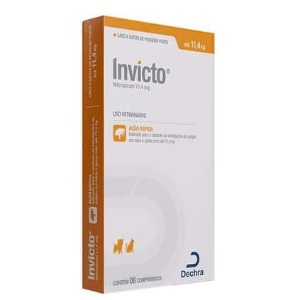 Antiparasitário Invicto 11,4mg até - 6cp p/ Cães e Gatos - Dechra (até 11,4kg)