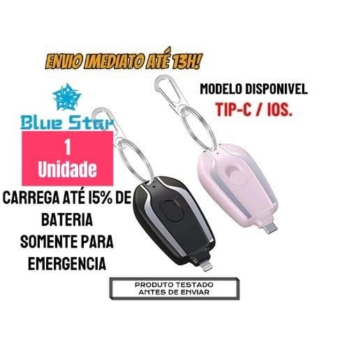 Carregador Chaveiro Mini Power Bank Para Celular 1500mAh - PROMOÇÃO NATAL