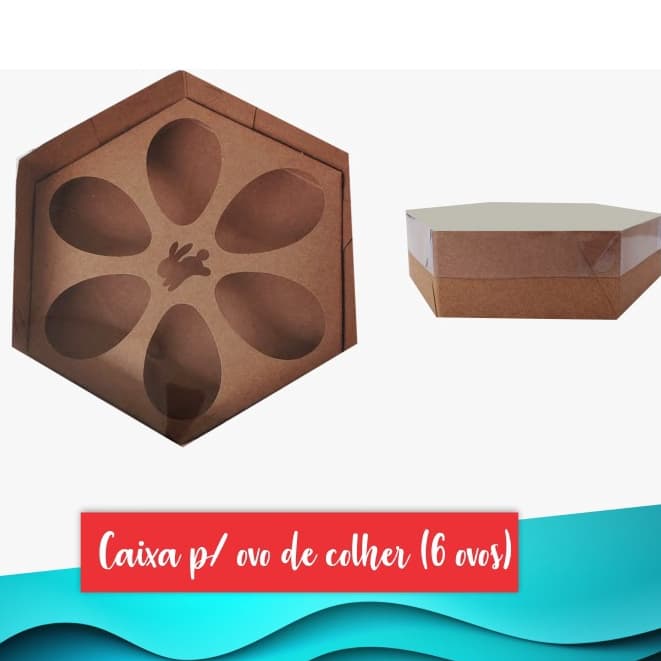 Caixa Ovo de Colher 50 gramas p/ 6 Ovos- 10 Unidades