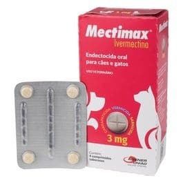 Mectimax 3Mg e 12Mg - 4 Comprimidos Antiparasitário P/ Cães E Gatos - Agener - Blister