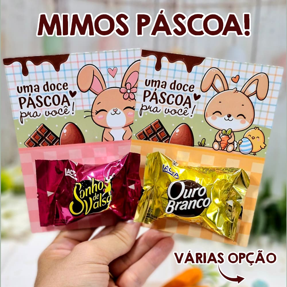 32 Cartões para Mimos Páscoa p/Bis Bombom - Não Acompanha o Bombom
